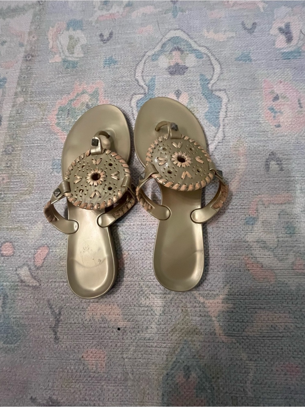 Jack Rogers Georgica Jelly Gold Thong Sandals